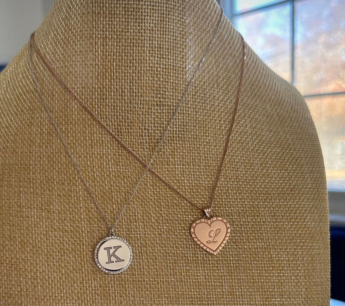 Carrie Heart Initial Charm Necklace