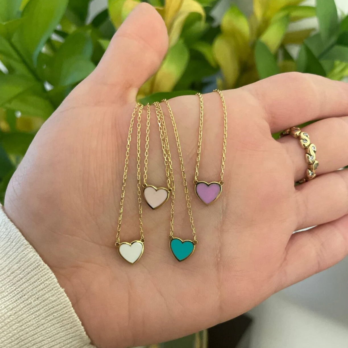 Adina Mini Enamel Heart Necklace