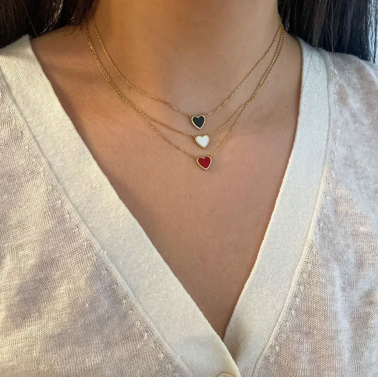 Adina Mini Enamel Heart Necklace
