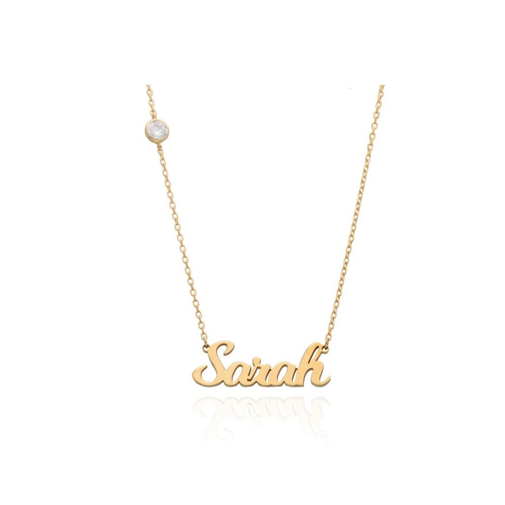 Elana Name Necklace With Bezel