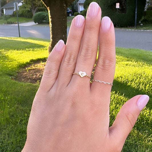 Julie Letter in Heart Chain Ring