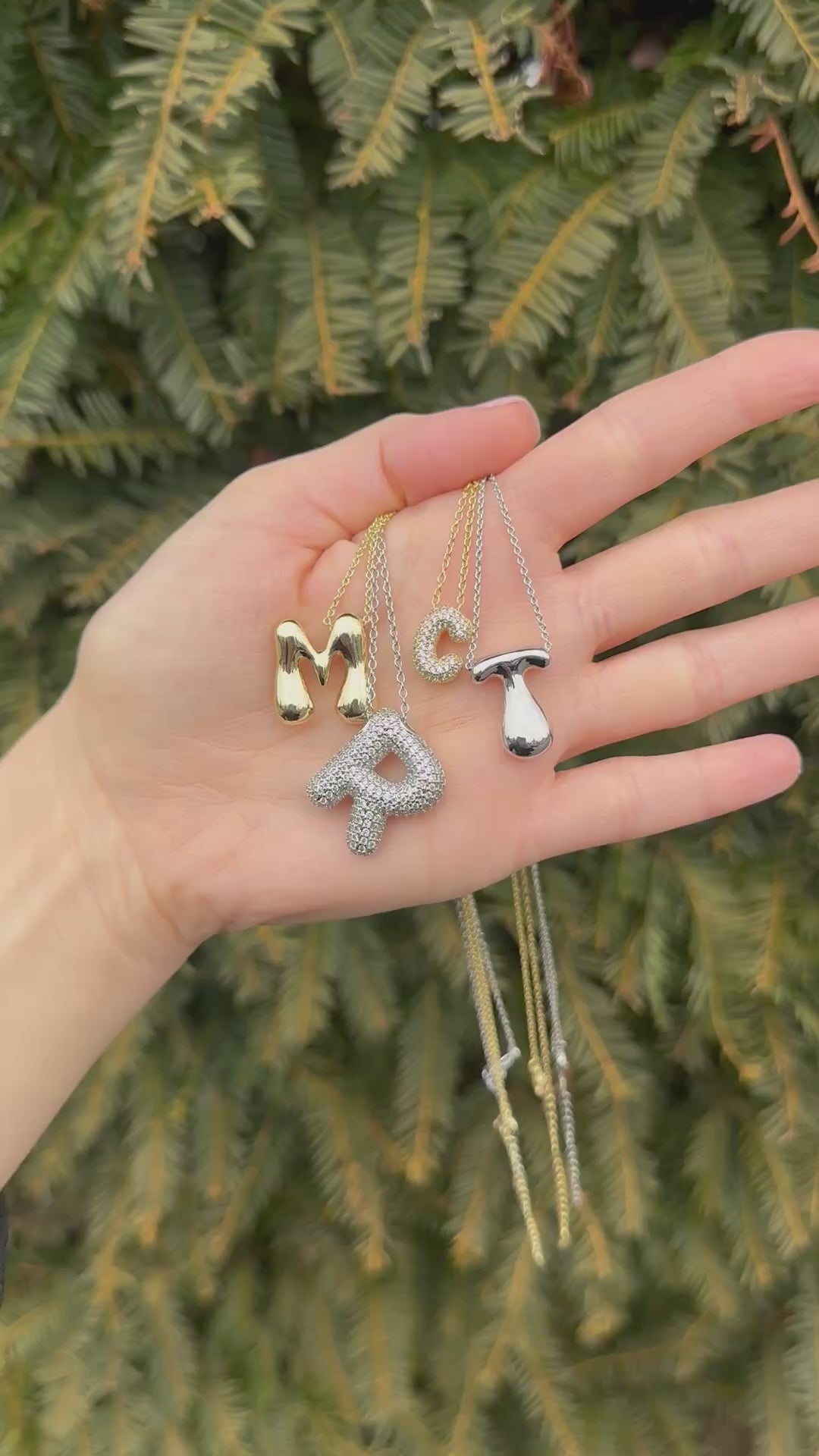 Frosted bubble letter initial necklace, inspired by Hailey Bieber, made from high-quality sterling silver for a timeless, durable, and trendy accessory. Perfect for personalized style with a chic frosted finish.