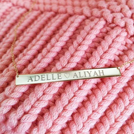 Large Bar Engraved Nameplate Necklace - Retail Therapy Jewelry