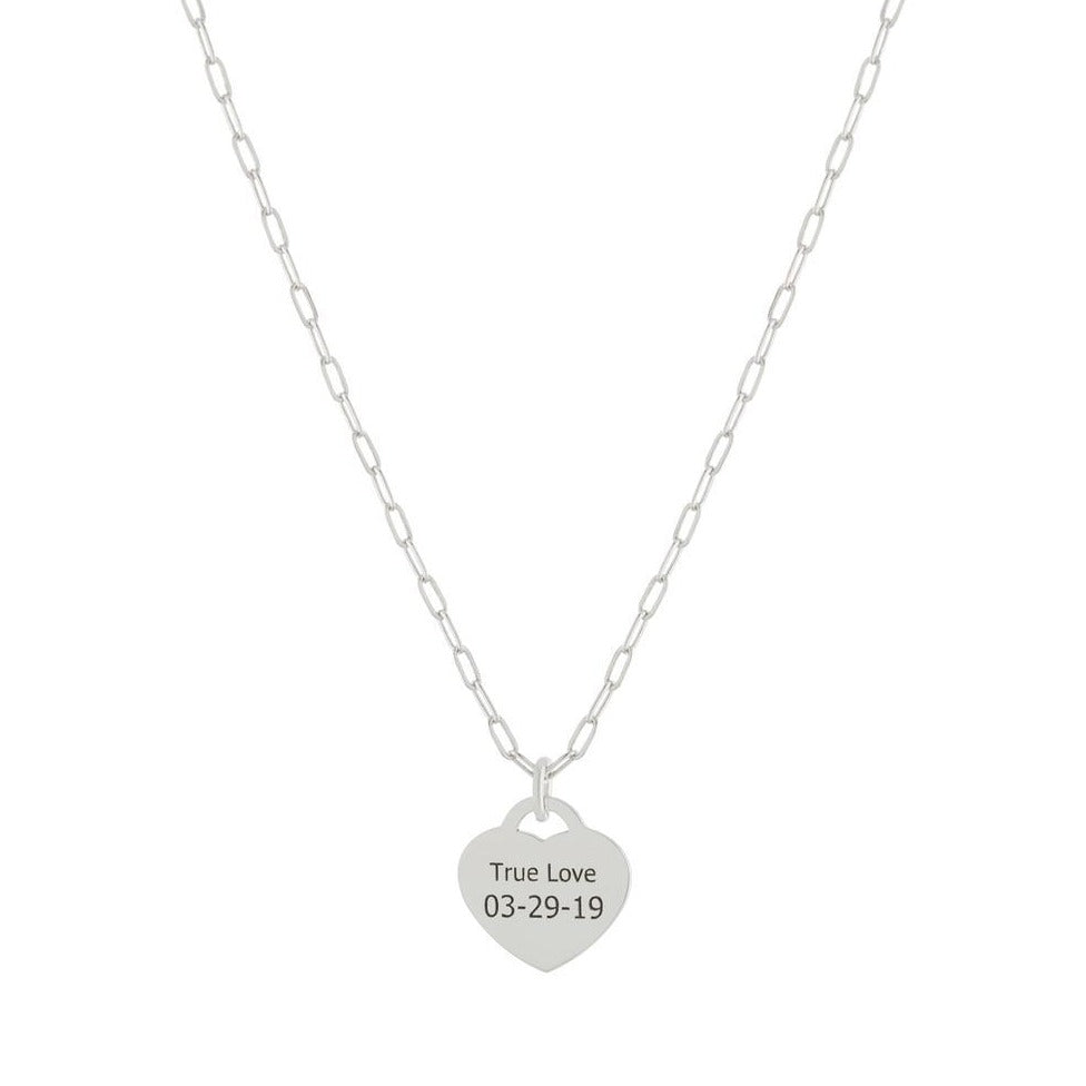 Engraved Heart Charm Necklace - Retail Therapy Jewelry