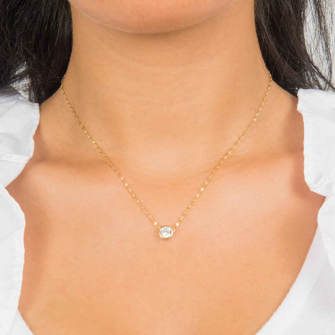 Bezel Necklace on Shiny Chain