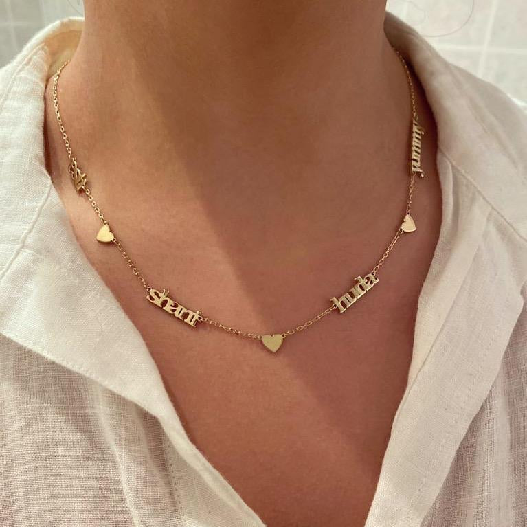 Luna Name Necklace with Heart