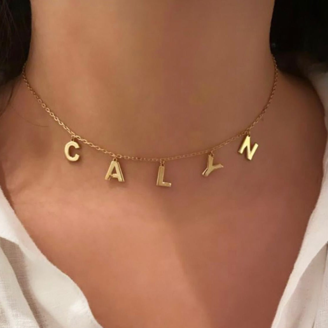 Calyn Thick Initial Hanging Necklace