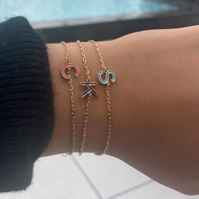 Enamel Initial Bracelet