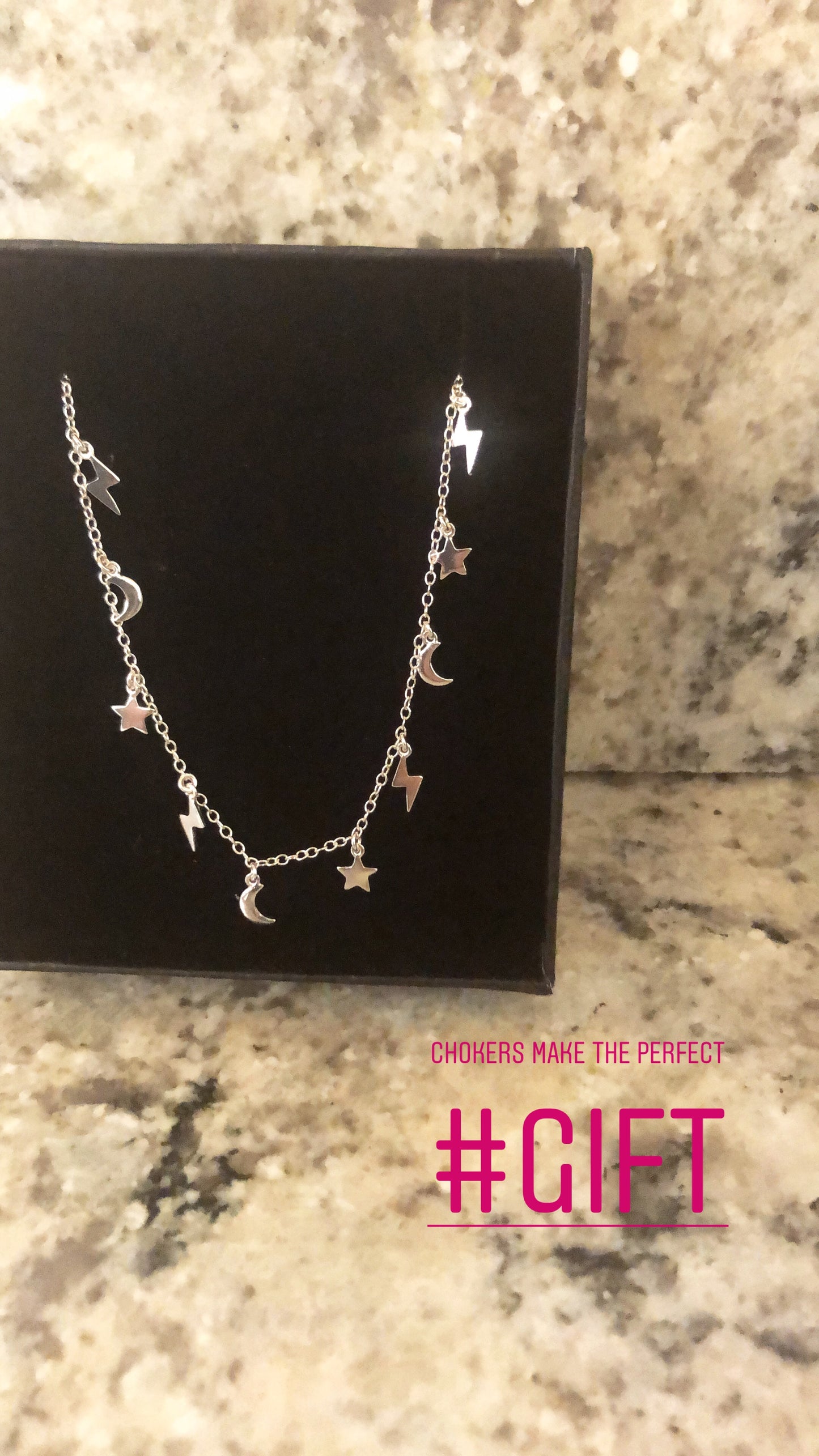 Star Moon Bolt Dangling Choker - Retail Therapy Jewelry