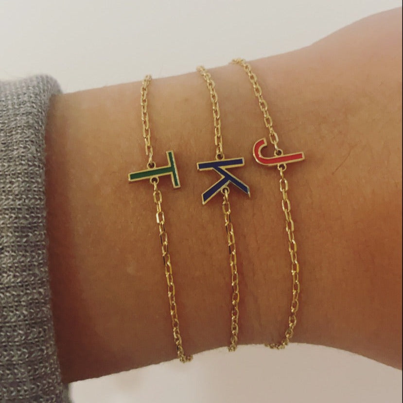 Enamel Initial Bracelet