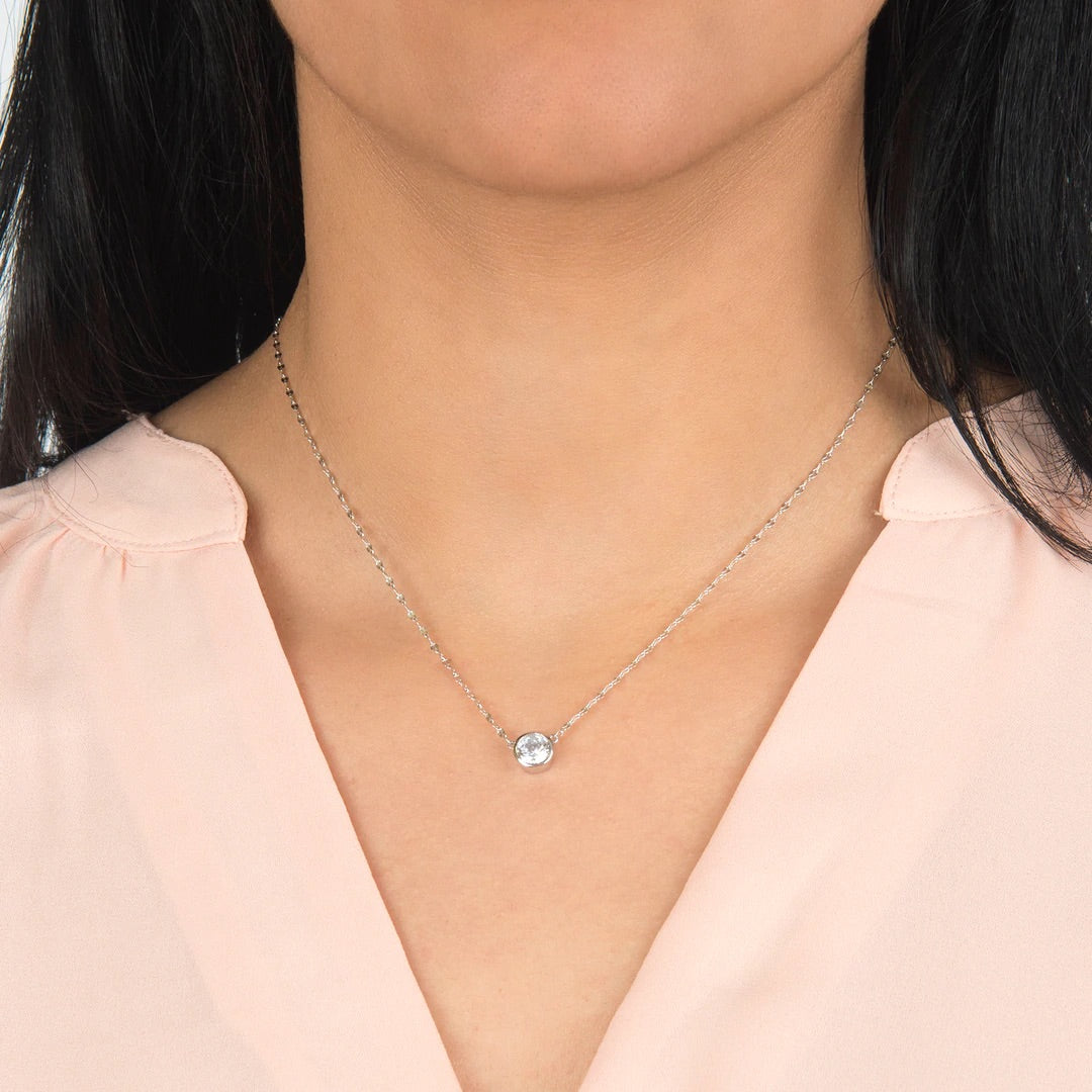 Bezel Necklace on Shiny Chain