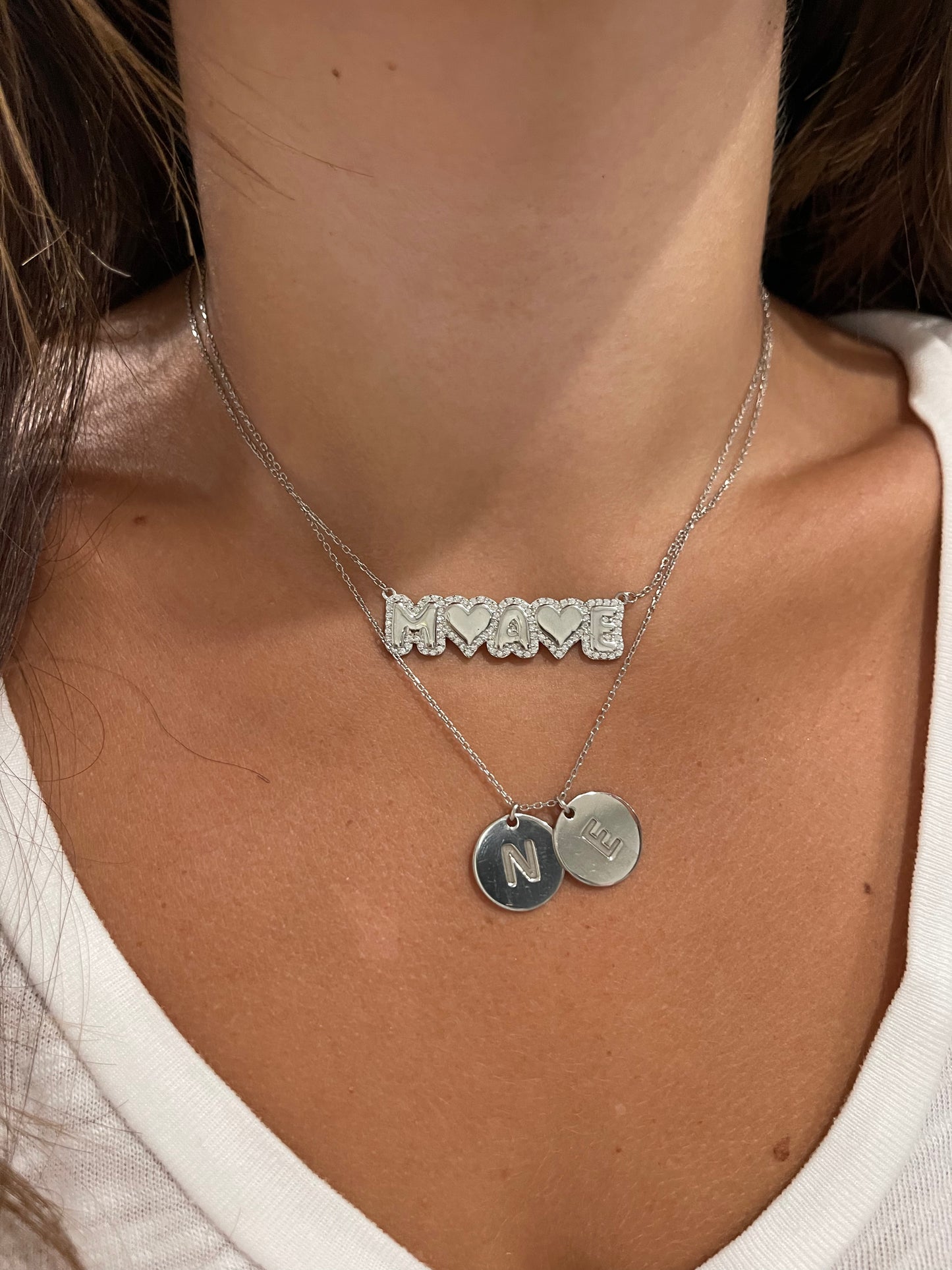 Isabella Initial Charm Disc Necklace