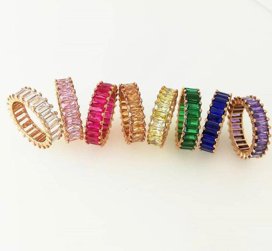 Emerald Cut CZ Eternity Band - Retail Therapy Jewelry