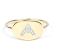 14K Diamond Initial Disc Ring